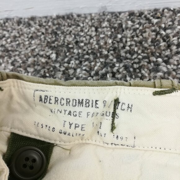 Vintage Abercrombie Fitch Pants Mens 34x30 Green Cargo Fatigues A1 Military - Picture 5 of 12
